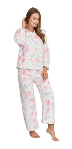 Pijama Supersoft Med Floral Microfibra Ultrasuave Tesso