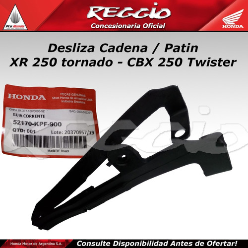 Patin Desliza Cadena Honda Cbx 250 Twister - Reggio Motos