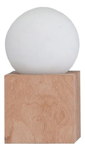 Lámpara Velador Escritorio Moderna Nórdica Cubo C/globo E27 Estructura Madera Pantalla Beige