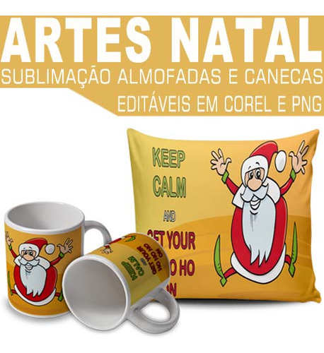 Pacote Artes Natal Canecas Almofadas Editável Mockups Corel