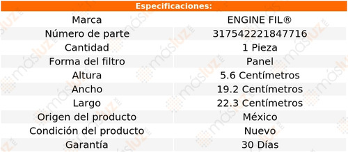 1- Filtro De Aire Ford Ranger 4.0l V6 2001/2004 Engine Fil