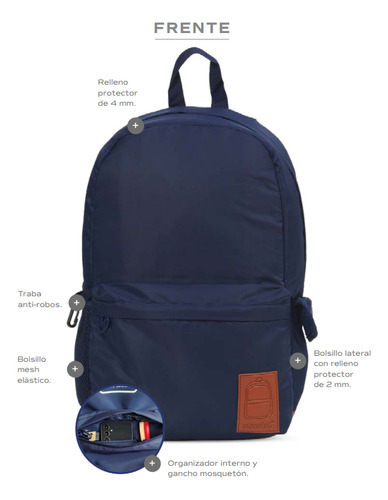 Mochila Mooving Baires Lover Portanotebook 20l Espalda Color Fondo Lila