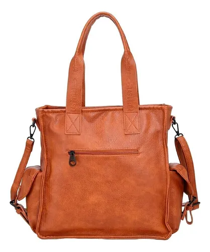 Bolso Tote Bag Grande Con Cierre Eco Cuero Pu Mujer Dama