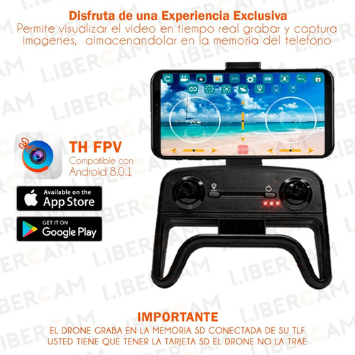 Drone Con Camara Transmite En Vivo Celular Fpv Wifi Luz Led