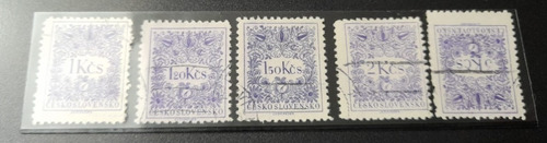 Sello Postal Checoslovaquia- 1955 Numeros ( 5 Sellos Viole )