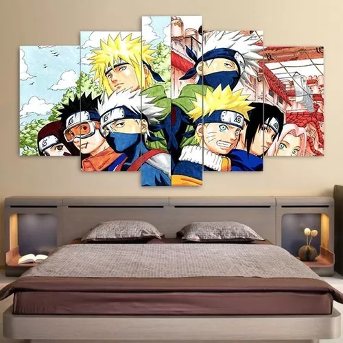 quadros 5 painel anime naruto personagem desenhos animes