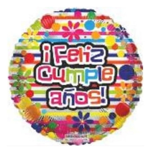 4 Globos 18in Met Plata Rayas Feliz Cumple Flores Luau Bolas