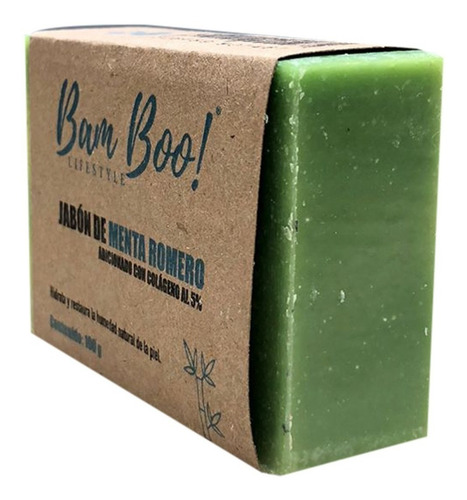 Imagen 2 de 3 de Jabón Menta Romero Con Colágeno 100 Gr Bam Boo! Lifestyle