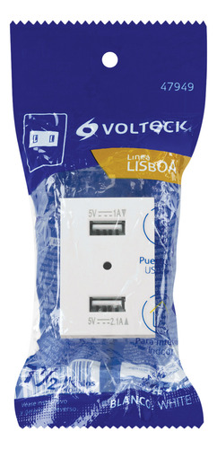 Toma Con 2 Puertos Usb Blanco 1.5 Módulos Línea Lisboa 47949