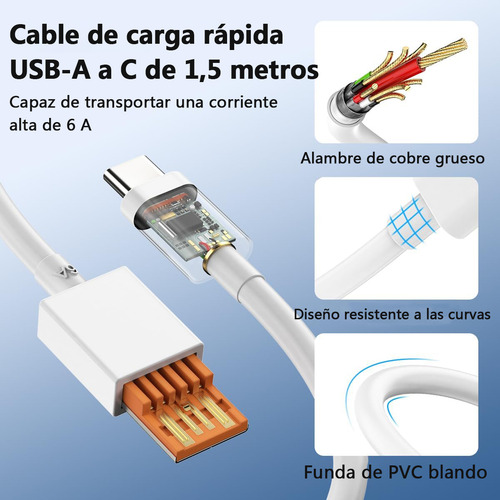 Cargador de 33 W para Xiaomi Redmi De 33 W 20 W 18 W Turbo Tipo C Cargador Cable 15 m 2 piezas