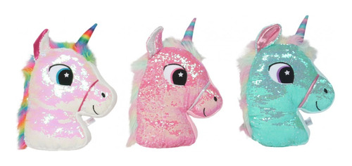 Almohada Cojín De Unicornio Con Lentejuelas Reversible 