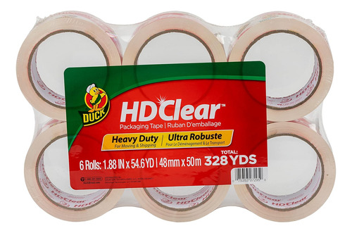 Duck Hd Clear Heavy Duty Packing Tape Refill  6 Rollos  1.88