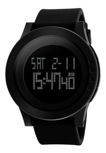 Reloj Hombre Skmei 1142 Sumergible Digital Alarma Cronometro Color De La Malla Negro Color Del Bisel Negro Color Del Fondo Negro