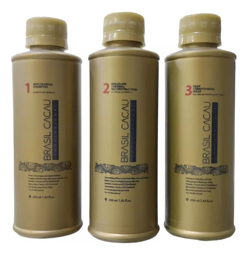 Keratina Brasil Cacau Reconstrucción Térmica 3 Pasos 250 Ml