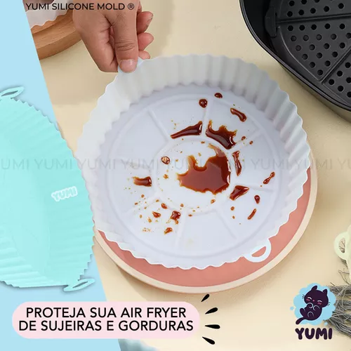 Kit 6 Formas Air Fryer Tamanhos Variados Silicone Antiaderente Micro-ondas  Lavável com Alça