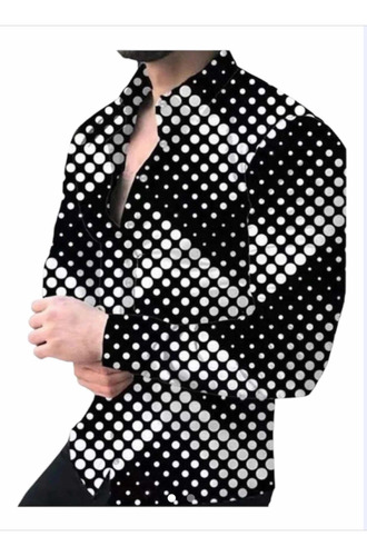 Camisas Con Estampado Geometrico Para Hombre,manga Larga