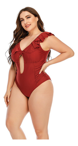Traje De Baño Liso Casual De Talla Grande For Mujer Bikini