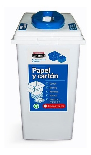 Recipiente Reciclado/basura Colombraro Adosables 60 Lts Color Azul