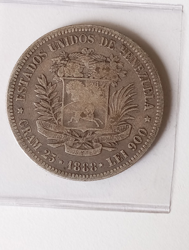 Moneda De 5 Bs Fuerte Plata De 1888