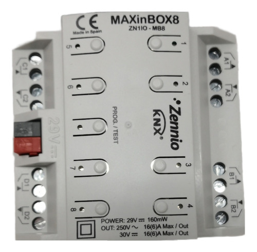 Maxinbox8 / Actuador Multifuncion 8 Salidas 16a Zennio Knx