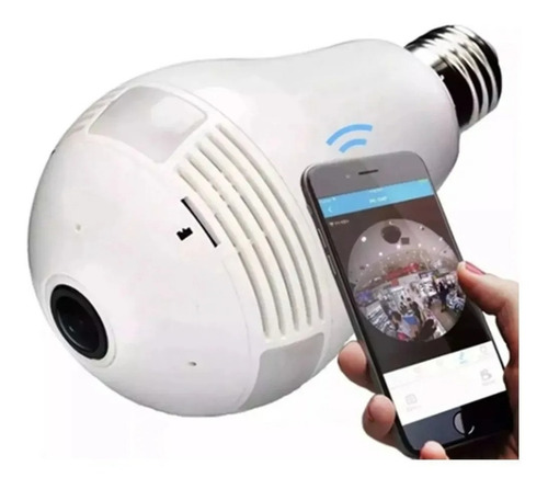 Imagen 3 de 3 de Foco Cámara Lampara I Wifi 360 Espía Graba Memoria Micrófono