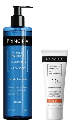 Principia Kit Gel de Limpeza GL-02 + Protetor Solar FPS 60