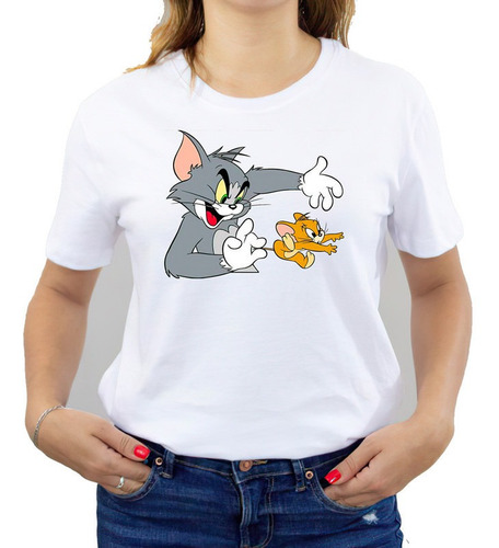 Polera Estampada Dama 100%algodón Diseño Tom Y Jerry 451