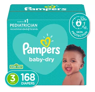 Pañales Pampers Baby Dry, Etapa 3, 168 Piezas