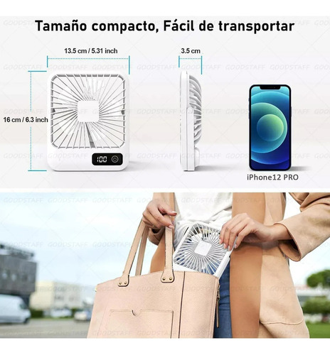 Ventilador De Escritorio, Portátil Usb Recargable Y Colgable