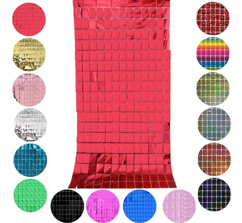Imagen 1 de 10 de Cortinas Metalizadas Cuadrada Shimmer Brick Wall Decoración
