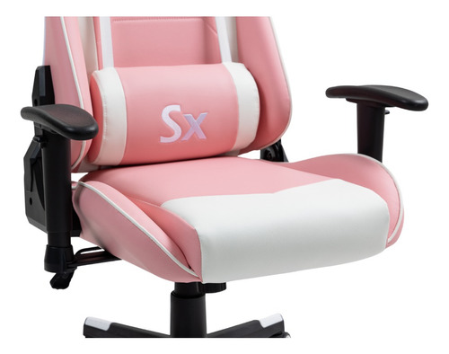 Silla Gamer Solarmax Ergonómica Giratoria Reclinable Rosa Material Del Tapizado Cuero Sintético