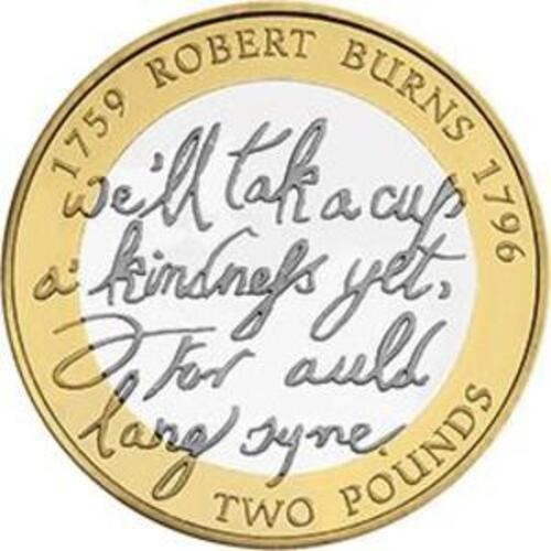 Moneda Elizabeth Ii Conmemorativa Robert Burns 2009 (Usado)