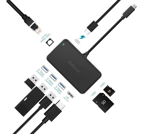 Adaptador Hub 8 En 1 Usb C Hdmi 4k Red Rj45 Macbook