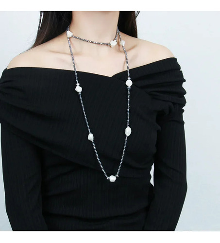 Xcollar Largo De Perlas Con Cuentas De Cristal Para Mujer