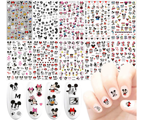 10 Hojas De Calcomanias De Arte De Unas De Mickey Mouse 3d,