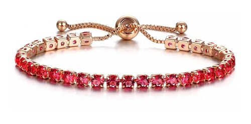 Pulsera De Mujer Delicada Gold Rose Zircon Rojo F18910