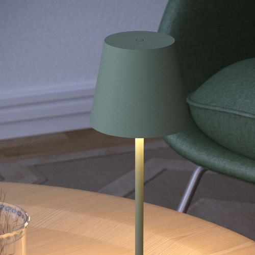 Luminária De Mesa Tina Interlight Abajur Sem Fio Verde Sálvi Cúpula Verde salvia