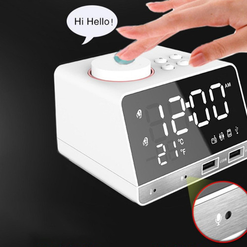 Reloj Digital Con Radio Bluetooth Snooze Según Lo Descrito