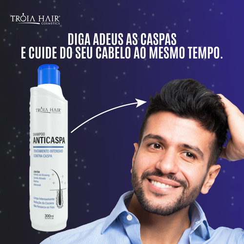 Troia Hair 3 Shampoos Intensivo Contra Caspas 300 Ml
