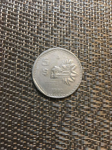 Moneda Antigua $5 Quetzalcóatl 1980