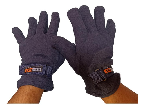 Guantes Forro Polar Ajustable Sport Azul Estilo Polar