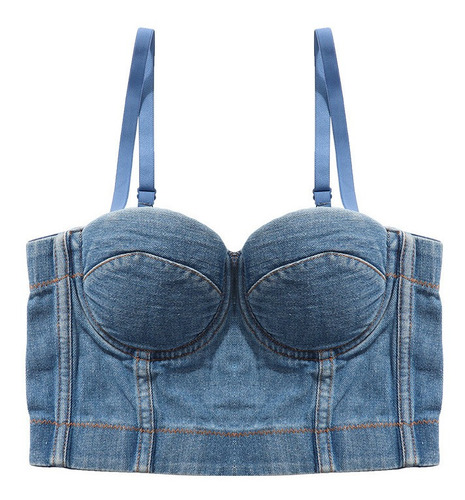 Blusa Crop Top Mujer Sexy Fiesta Tirante Jeans Corset