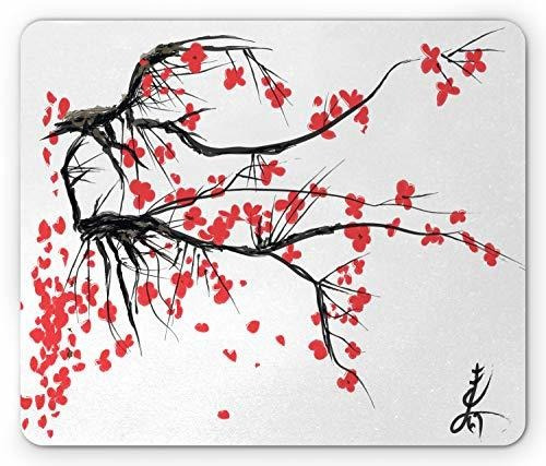 Ambesonne Nature Mouse Pad, Sakura Blossom Japanese Cherry T