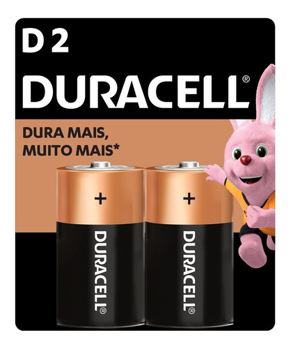 02 Pilhas D Grande Lr20 Alcalina Duracell Original 1 Cartela