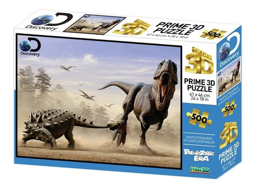 Puzzle Rompecabeza 500pzs Prime 3d Pelea De Dinosaurios10331