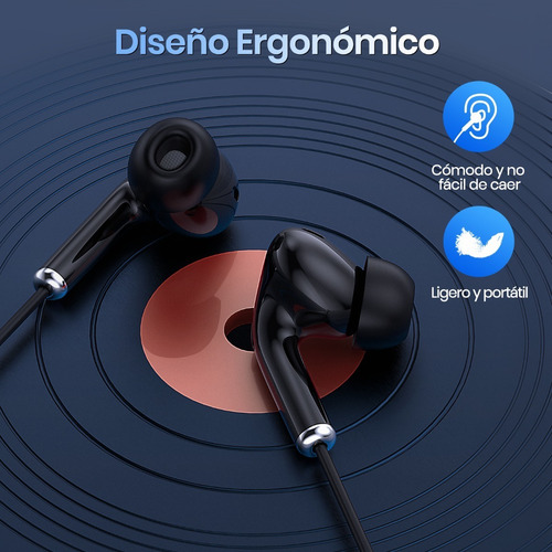 Audífono Alambrico Manos Libres In Ear Aut123n Color Negro