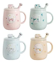 Comprar Set 4 Tazas De Cerámica De Gato 400ml Regalo Coleccionable Varios Set Coleccionable De 4 Tazas Diseño Gatito