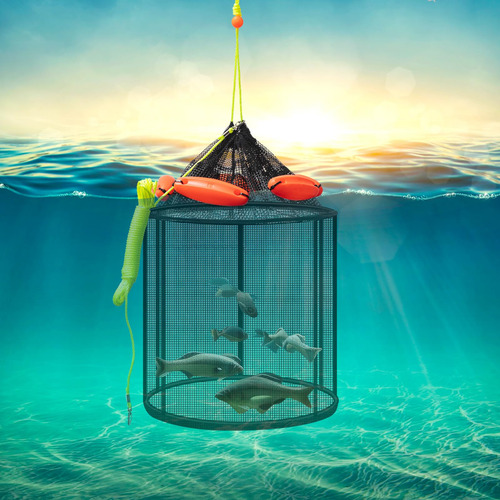 2 Redes De Pesca Flotante Plegable Grande Cesta, Cubo, Sopor