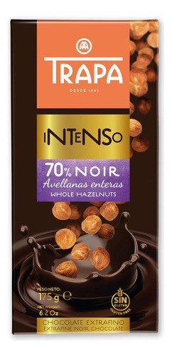 Barra Chocolate 70% Noir Com Avelãs Trapa 175g - Espanha
