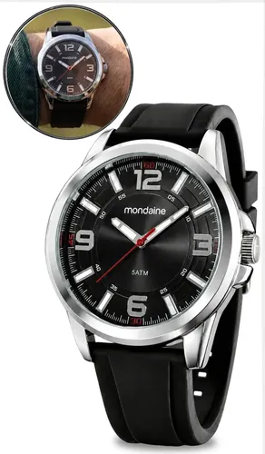 Relógio Mondaine Masculino De Pulso Original Preto Prateado